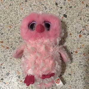 Ty Pink Plush Owl Small Pet Toy